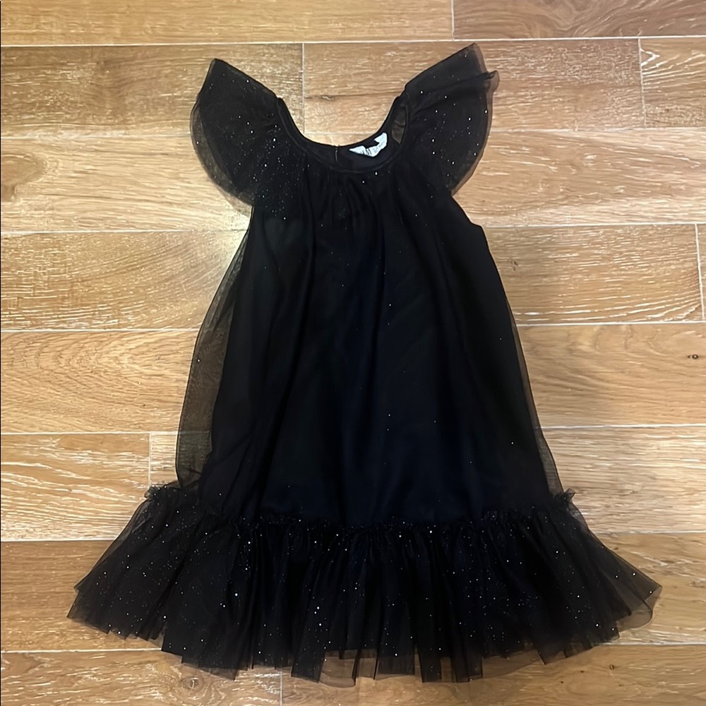 Girls Black Sparkly Tulle Dress